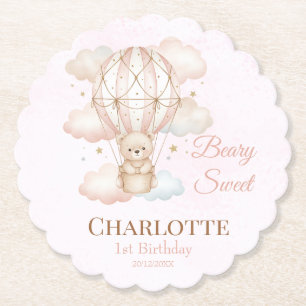 Porta-copo De Papel Baloão de Ar Quente Beary Sweet para 1º Aniversári