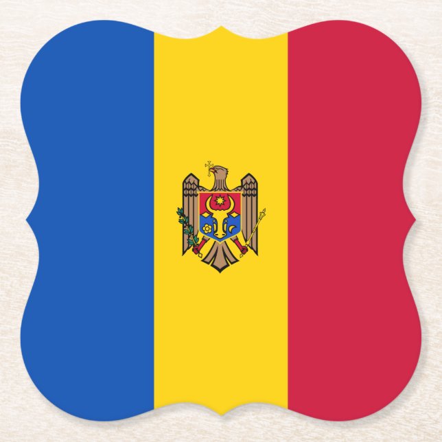 Porta-copo De Papel Bandeira da Moldávia (Frente)