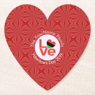 Porta-copo De Papel Bandeira de AMOR de Letras Vermelhas Afro-American