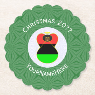 Porta-copo De Papel Bandeira de Natal de Anjo Afro-Americano Personali