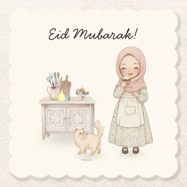 Porta-copo De Papel Bandeja Eid Mubarak (Frente)