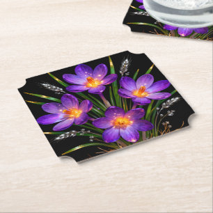 Porta-copo De Papel Bandeja Floral Crocus Roxo