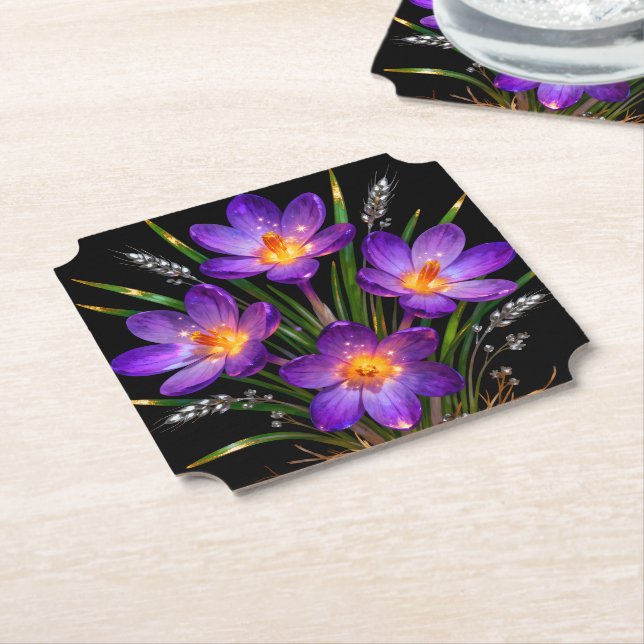 Porta-copo De Papel Bandeja Floral Crocus Roxo (Angular)