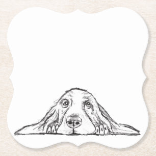 Porta-copo De Papel basset hound preto branco simples olhos de cachorr
