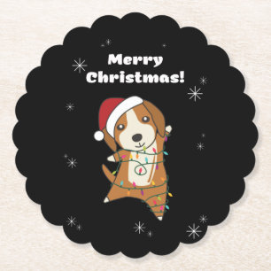 Porta-copo De Papel Beagle Merry Christmas Winter Animals Dog