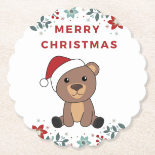 Porta-copo De Papel Bear Feliz Natal Animais de inverno Ursos Papel
