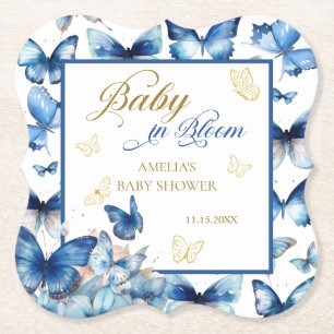 Porta-copo De Papel Bebê Borboleta Azul Encantador em Flor Chá de Bebê