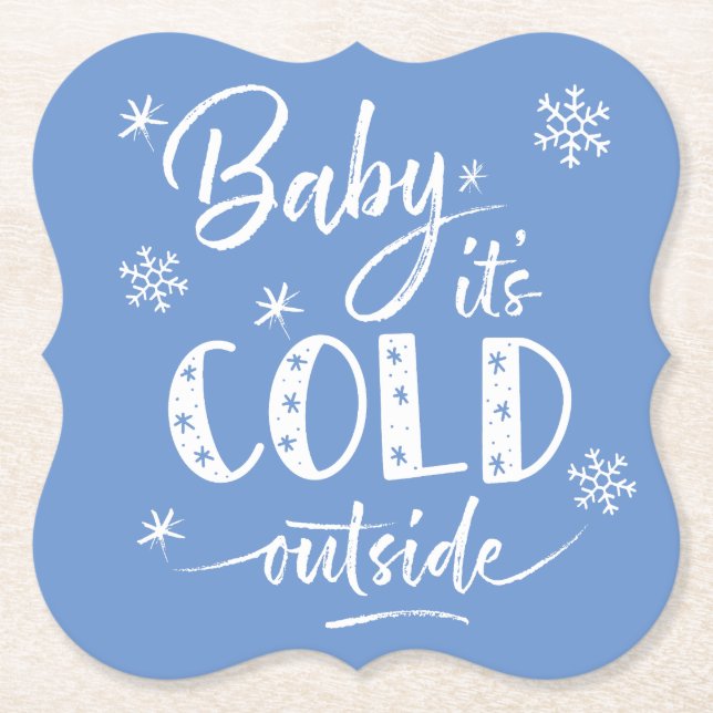 Porta-copo De Papel Bebê Está Frio Fora do Azul (Frente)