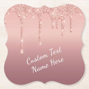 Porta-copo De Papel Bebedouro de Papel com Brilho em Rose Gold com Tex