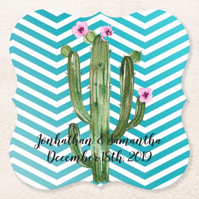 Porta-copo De Papel Bebida Coasters Boho Cactos Cactus Bohemia Suculta (Frente)