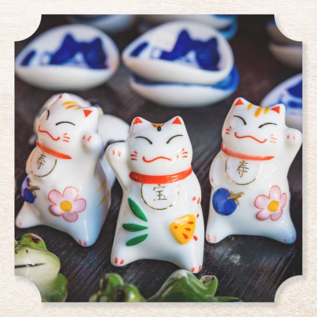 Porta-copo De Papel Beckoning - figurinos de gatos (Frente)