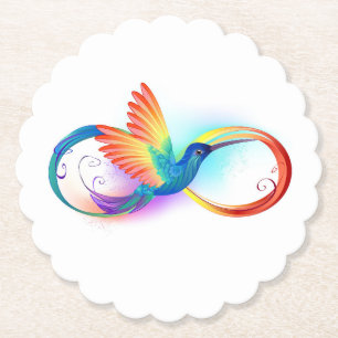 Porta-copo De Papel Beija-flor Arco-íris com símbolo de Infinito