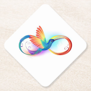 Porta-copo De Papel Beija-flor Arco-íris com símbolo de Infinito