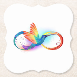 Porta-copo De Papel Beija-flor Arco-íris com símbolo de Infinito