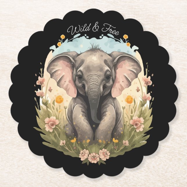 Porta-copo De Papel Beijo-Elefante Cachorro Febre (Frente)