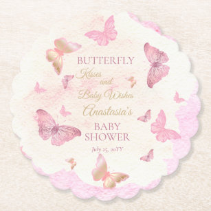 Porta-copo De Papel Beijos borboletas e bebês desejam Chá de fraldas