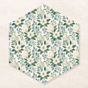 Porta-copo De Papel Belas Flores Brancas Modernas e Bagas
