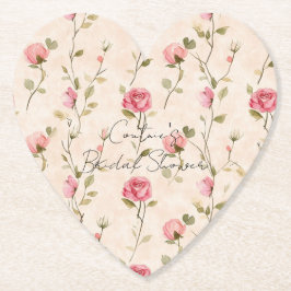 Porta-copo De Papel Belas Rosas Rosa Creme Florais Chuveiro Nupcial