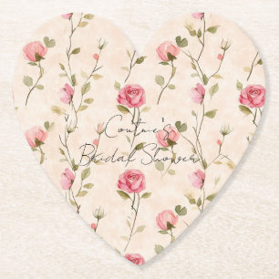 Porta-copo De Papel Belas Rosas Rosa Creme Florais Chuveiro Nupcial