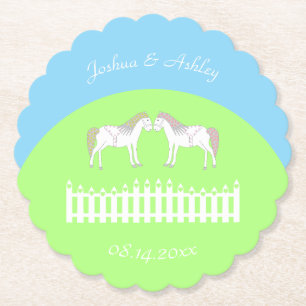 Porta-copo De Papel Belo Casamento de Cavalos Brancos Personalizado