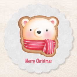 Porta-copo De Papel Belo Urso Enfrentado Vermelho Scarf e Cheeks Rosad