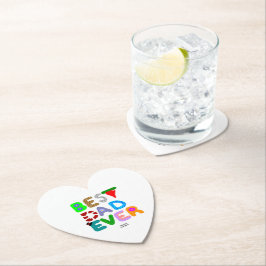 Porta-copo De Papel Best Dad Ever Heart Paper Coaster