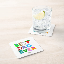 Porta-copo De Papel Best Dad Ever Square Scalloped Paper Coaster