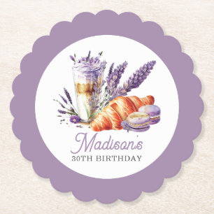 Porta-copo De Papel Birthday Brunch Watercolor Macarons e Croissant