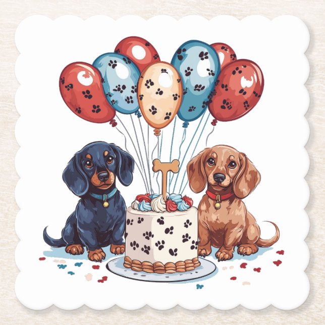 Porta-copo De Papel Birthday Dachshund Dogs (Frente)