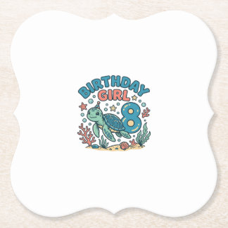 Porta-copo De Papel Birthday Girl Sea Turtle 8th Birthday Shirt Design
