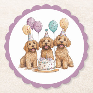 Porta-copo De Papel Birthday Goldendoodle Cães Bolo de Aniversário
