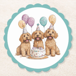 Porta-copo De Papel Birthday Goldendoodle Cães Bolo de Aniversário