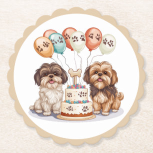 Porta-copo De Papel Birthday Shih Tzu Dogs Birthday Cake