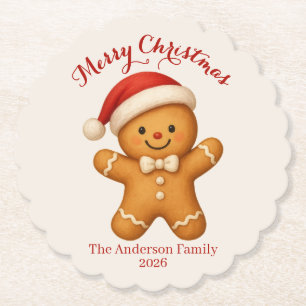 Porta-copo De Papel Biscoito de Gengibre Fofo com Chapéu de Papai Noel