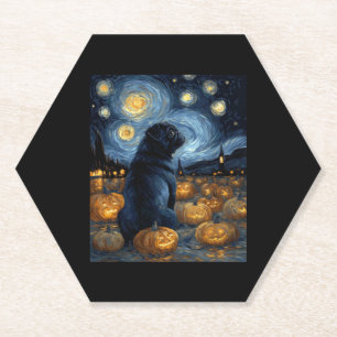 Porta-copo De Papel Black Pug cão de van gogh estrelado à noite de hal