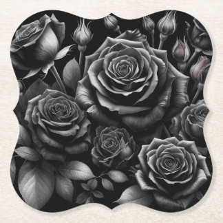 Porta-copo De Papel Black Rose Paper Coasters – Mais Formas Disponívei