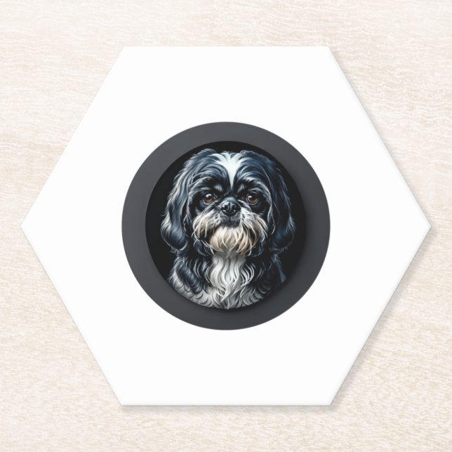 Porta-copo De Papel black shih tzu (Frente)