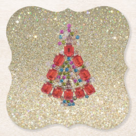 Porta-copo De Papel Bling Christmas Red Tree Glitter Dourado