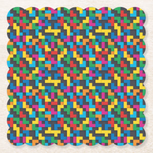 Porta-copo De Papel Blocos Retro Tetris Padrão Sem Costura
