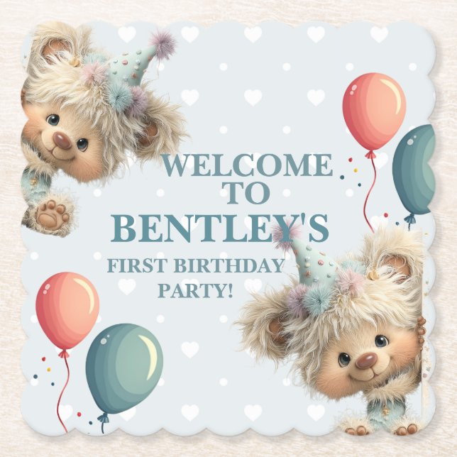 Porta-copo De Papel Blue Balloon Hedgehogs Celebration (Frente)