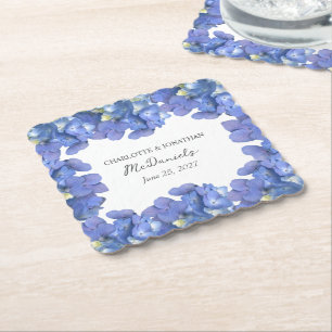Porta-copo De Papel Blue Hydrangea Petals Casamento Nomes Personalizad
