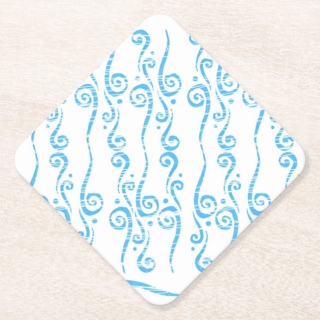 Porta-copo De Papel Blue Swirls Coaster (Frente)