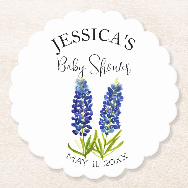 Porta-copo De Papel Bluebonnets Flores Churrasco de Bebê Menina Texas (Frente)
