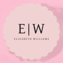 Blush Dusty Pink Modern Script Girly Monograma Nom