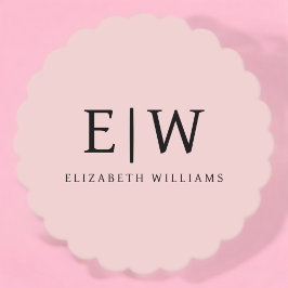 Porta-copo De Papel Blush Dusty Pink Modern Script Girly Monograma Nom