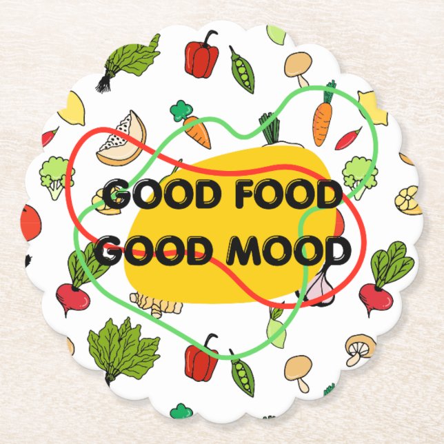 Porta-copo De Papel Boa comida, design de bom humor, comida divertida (Frente)