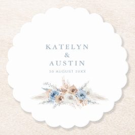 Porta-copo De Papel boêmia pampas poeirento casado azul