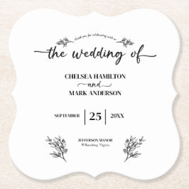 Porta-copo De Papel Boho Trendy Script Wedding