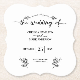Porta-copo De Papel Boho Trendy Script Wedding