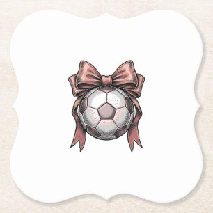 Porta-copo De Papel Bola de Futebol Vintage com Laço Rosa